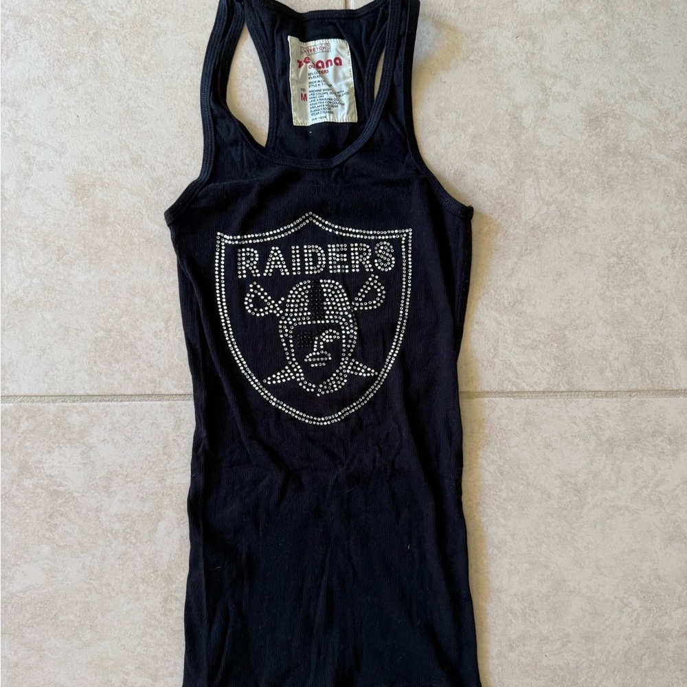 Black Raiders Tank Top with Silver Accents